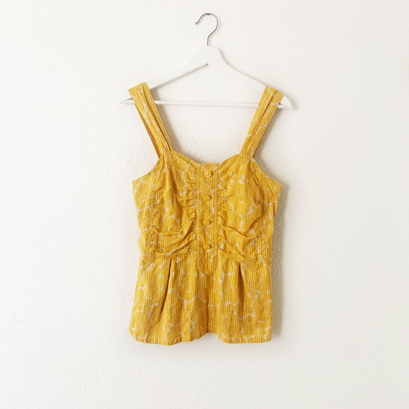 Marc Jacobs Yellow & Ivory Shirred Tank Top/Cami M - Picture 1 of 6